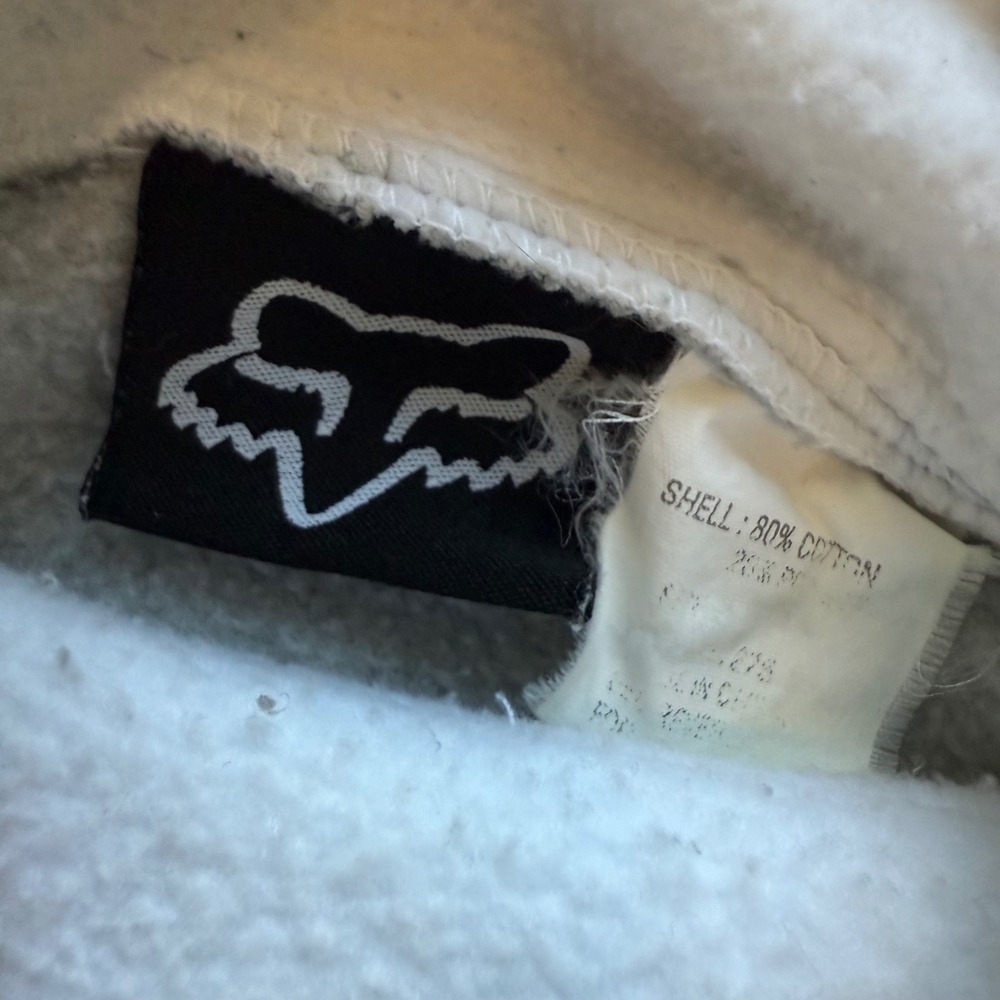 Fox Racing Inc Hoodie Mens XL Grey White Colorblock Embroidered Logo Pullover - Picture 4 of 6